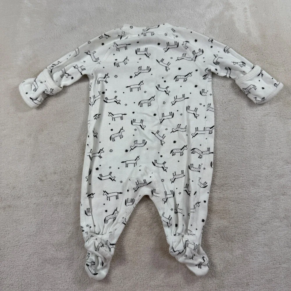 Hanna Andersson Baby Unicorn Organic Cotton Footed Sleeper White 0-3 Months